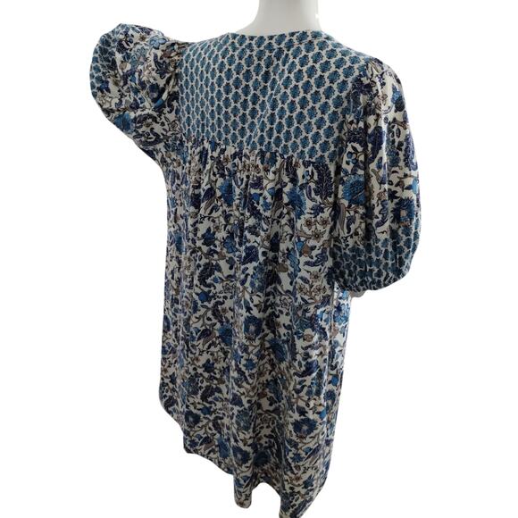 Knox Rose Women's size XXL Bohemian Floral Tassel Peasant Puff MuMu Loose Dress - Picture 2 of 12